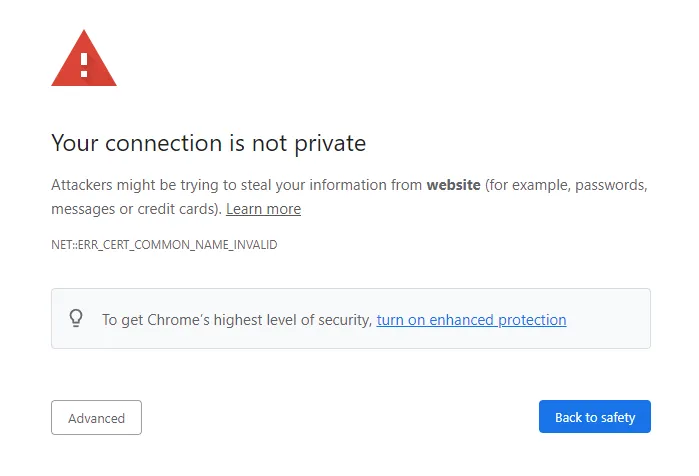 SSL certificate showing not secure